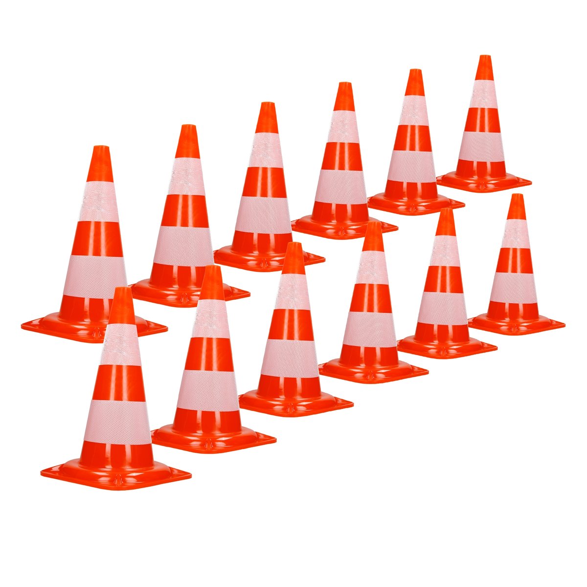 Zestaw 12 pachołków ostrzegawczych Pachołki ostrzegawcze Pachołki drogowe Pylon bezpieczeństwa 47 cm