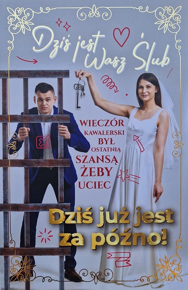 Kartka na ślub dla Młodej Pary zabawna, z żartem JCX159