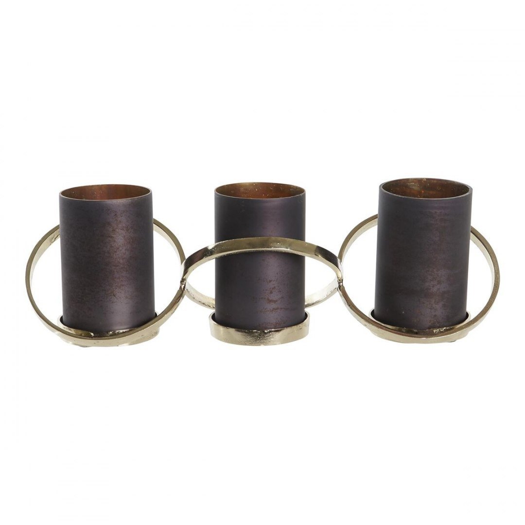 Emaga Świeczniki DKD Home Decor Szkło Aluminium (20 x 7 x 6 cm) (52 x 15 x 16,5 cm)