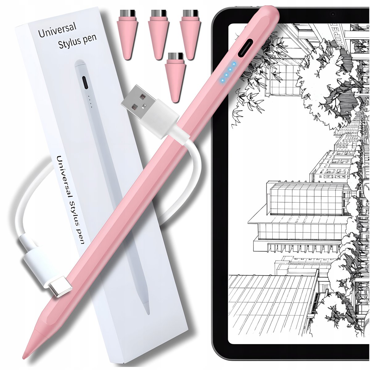 Rysik Stylus Pen Do Telefonu Tabletapad Uniwersalny Pencil Pen 4 Końcówki
