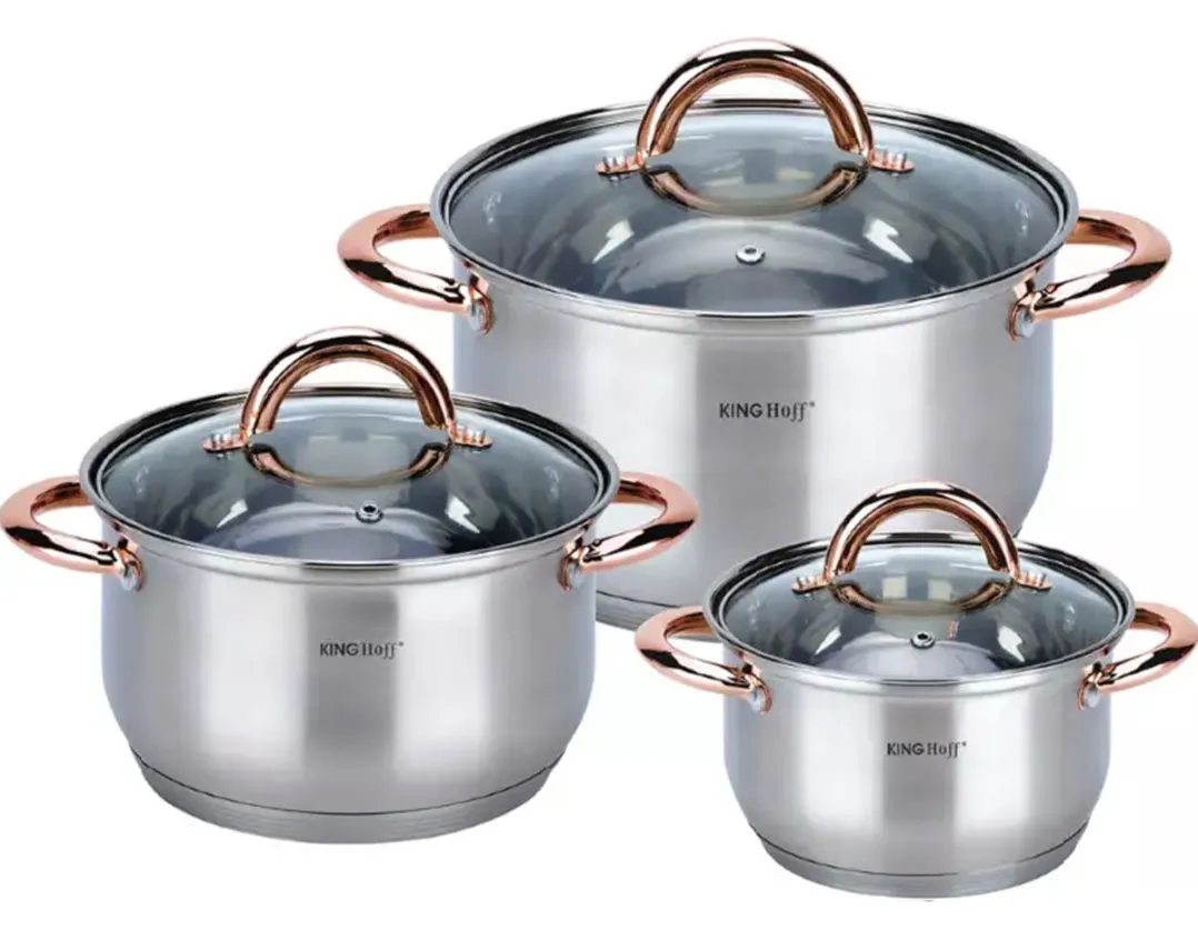 Srebrne garnki ze stali nierdzewnej 3 sztuki N5-S07