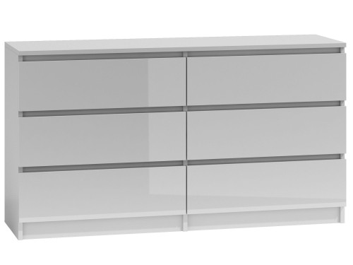 Komoda do sypialni, salonu, M6, 140x40x77 cm, biel, połysk