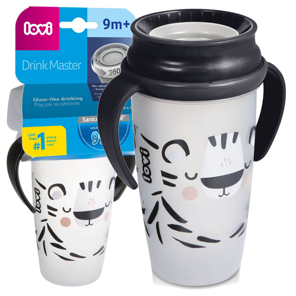 LOVI Kubek 360° do nauki samodzielnego picia 350ml Salt&Pepper