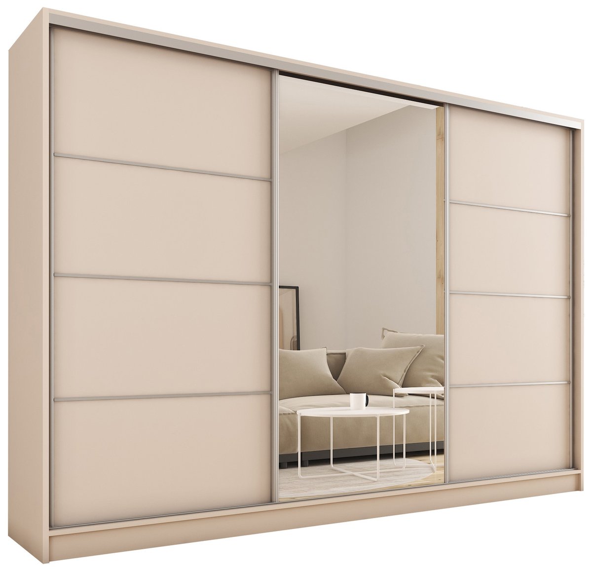 Szafa przesuwna z lustrem 280 cm TOP beż piaskowy