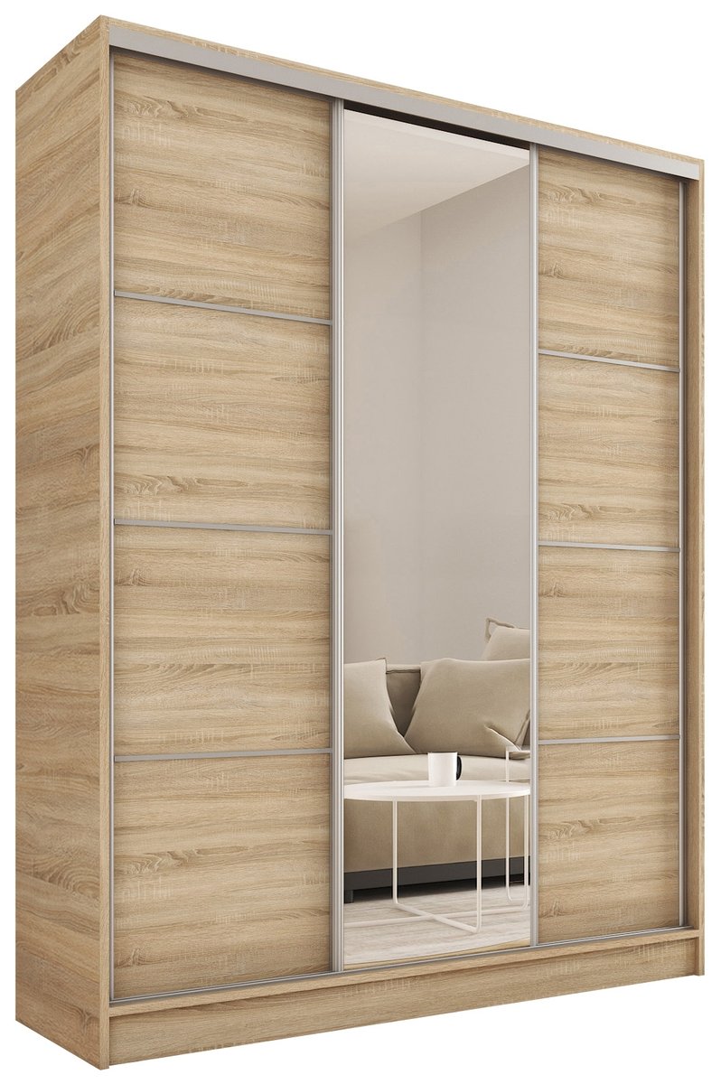 Szafa przesuwna z lustrem 150 cm TOP dąb sonoma