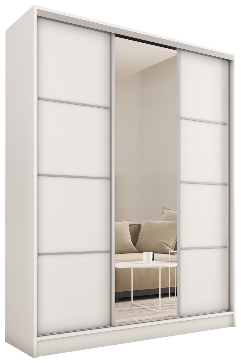 Biała szafa przesuwna z lustrem 150 cm TOP