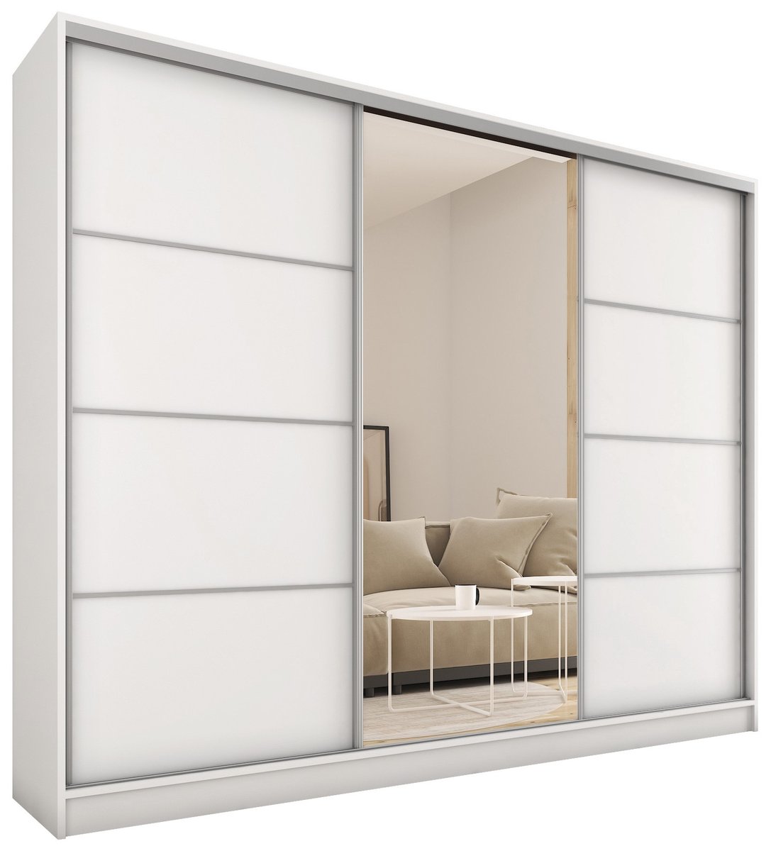 Biała szafa przesuwna z lustrem 250 cm TOP MAX