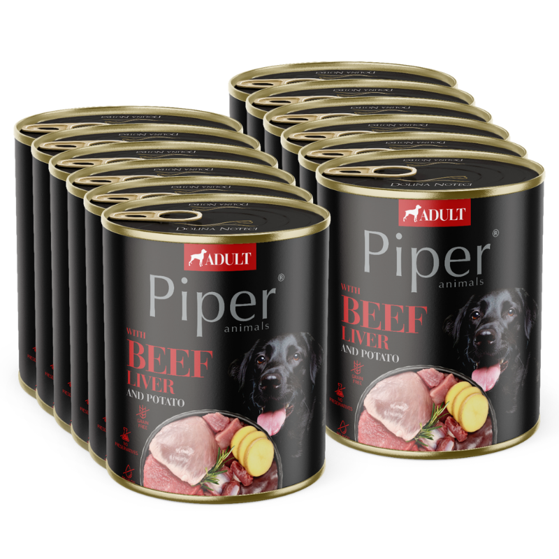 DOLINA NOTECI Piper dla psa z wątróbką wołową i ziemniakami 12x800g