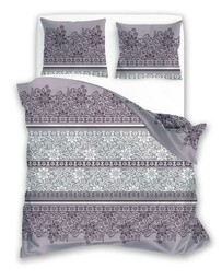 Faro Pościel satynowa 160x200 Pure Sateen 004 fioletowa kwiaty