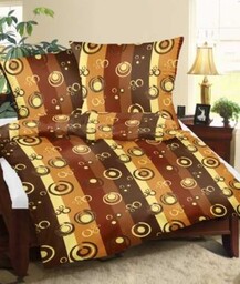 Karo Pościel z kory 160x200 wzór 95/8 księżyce brązowe kółka na guziki 100% bawełna gruba