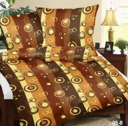 Karo Pościel z kory 200x220 95/8 Księżyce brązowe kółka guziki 100% bawełna gruba