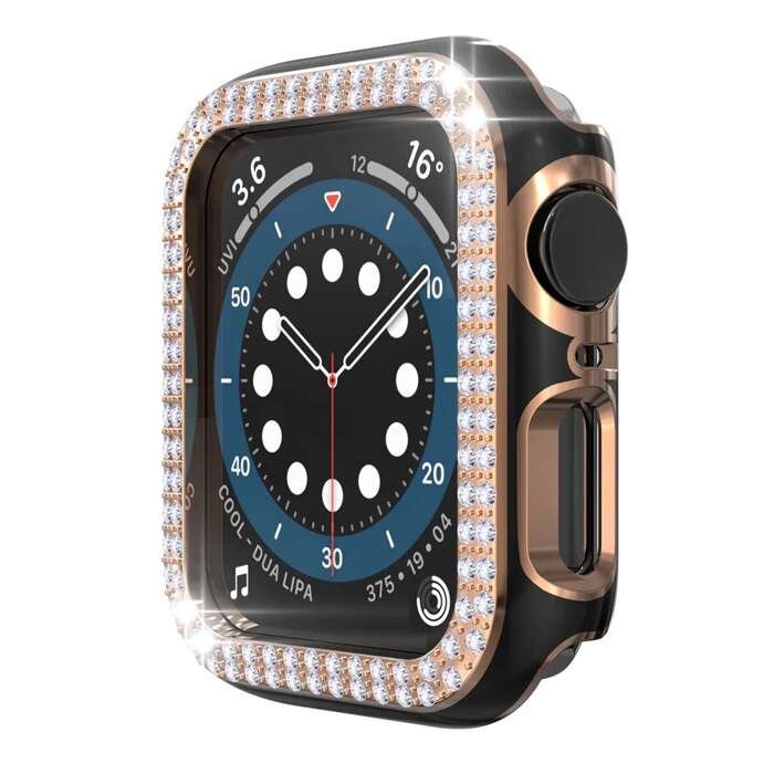 Etui FRAME Apple Watch 4/5/6/SE 40mm diamond czarno - różowe