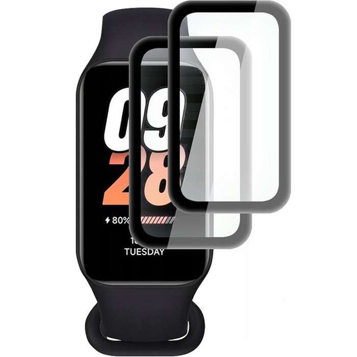 ZESTAW 2X Szkło Hybrydowe FULL GLUE 5D do XIAOMI Mi Band 8 Active czarny