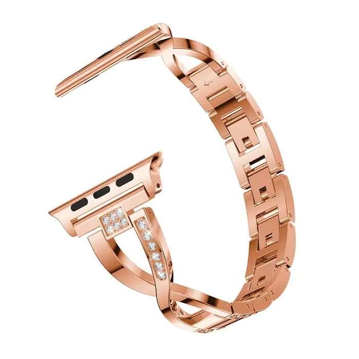 opaska pasek bransoleta DIAMONDS do Apple Watch 1/2/3/4/5/6/7/8/9/SE 38/40/41mm ROSE GOLD