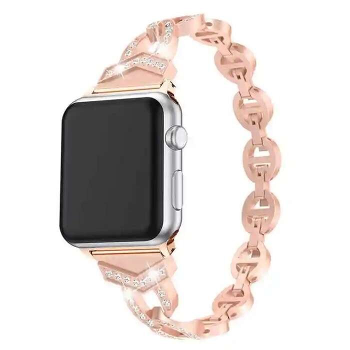 opaska pasek bransoleta DIAMONDS do Apple Watch 1/2/3/4/5/6/7/8/9/SE 38/40/41mm ROSE GOLD