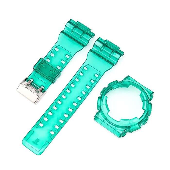 2W1 opaska pasek + etui BEZEL do Casio G-SHOCK GA-100 GA-110 GD-100 G-8900 miętowy transparentny