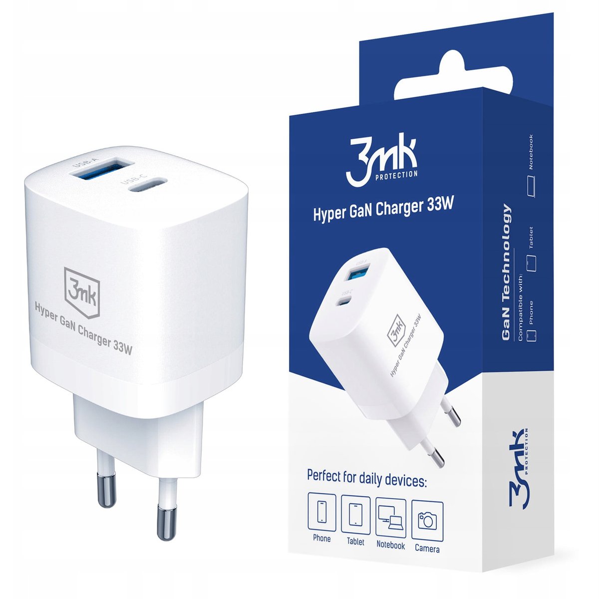 3mk Hyper GaN Charger White Ładowarka sieciowa 33W