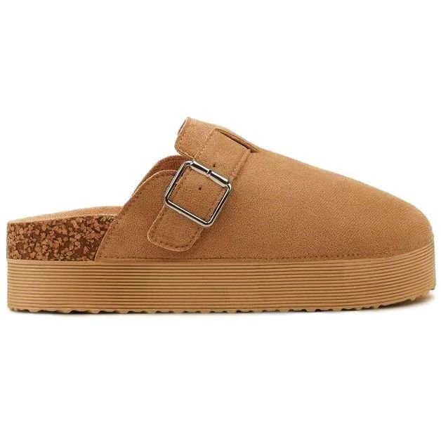Klapki Damskie Na Platformie Camel Eleganckie Modne Stylowe Zamszowe Na Korkowej Podeszwie Grubej Lekkie Wygodne Skórzane 38