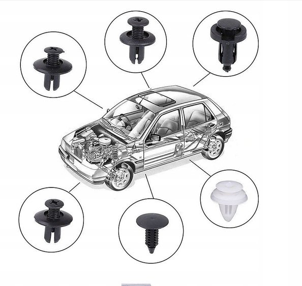 Plastikowe nity, kołki samochodowe Zestaw- 100szt