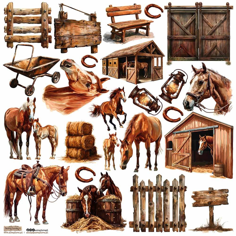 NAKLEJKI PAPIEROWE 24x24 ScrapLove - Horses 2