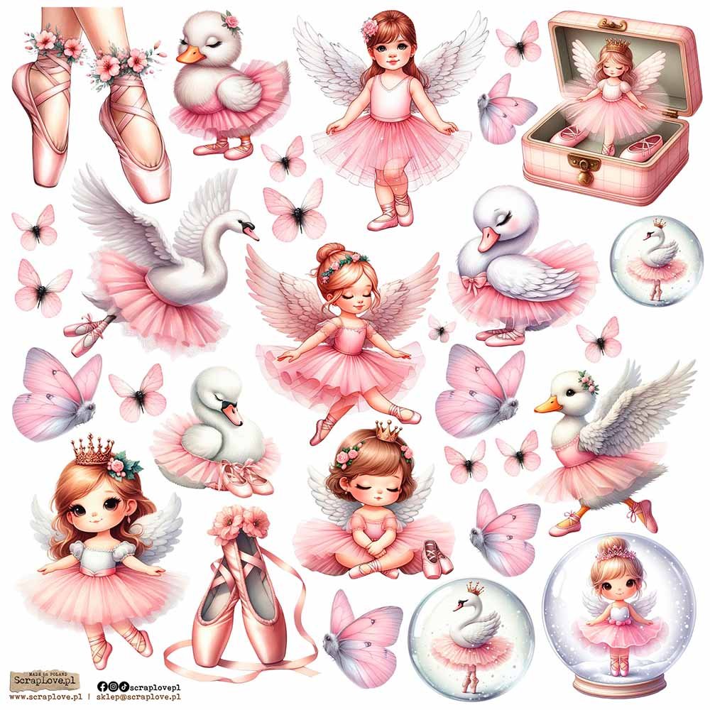 NAKLEJKI PAPIEROWE 24x24 ScrapLove - Ballet Pink