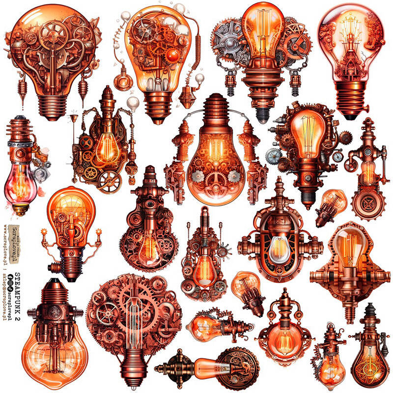 NAKLEJKI PAPIEROWE 24x24 ScrapLove - Steampunk 2