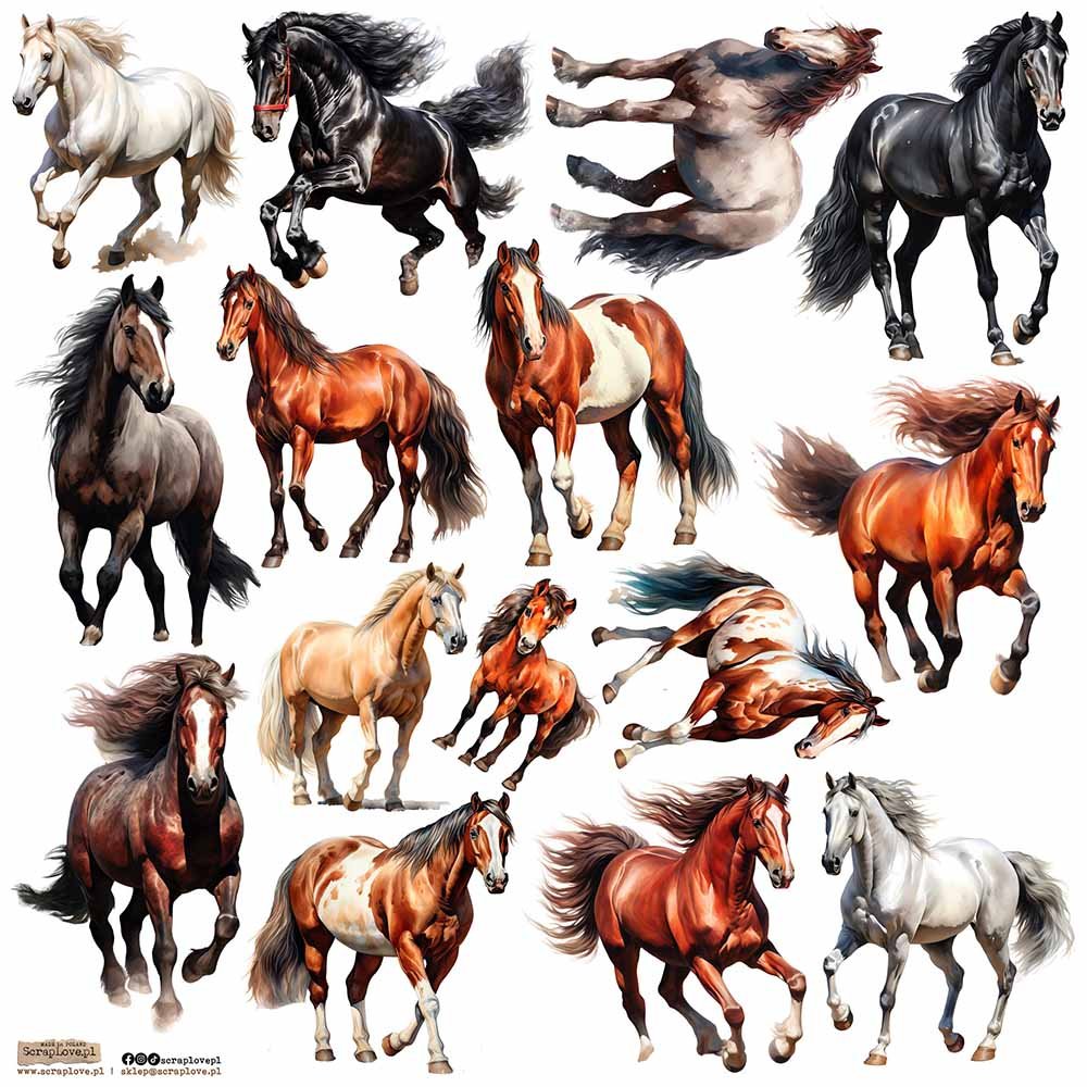 NAKLEJKI PAPIEROWE 24x24 ScrapLove - Horses 1