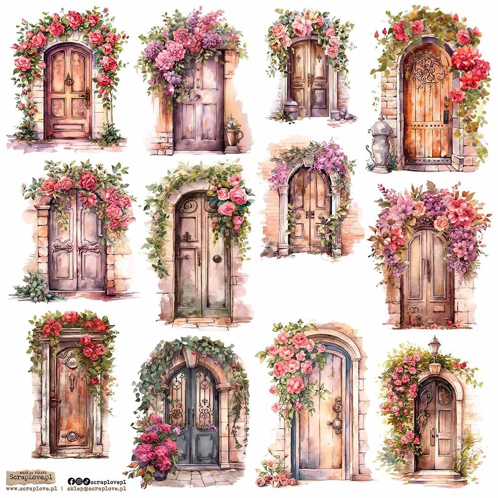 NAKLEJKI PAPIEROWE 24x24 ScrapLove - Romantic Door 1