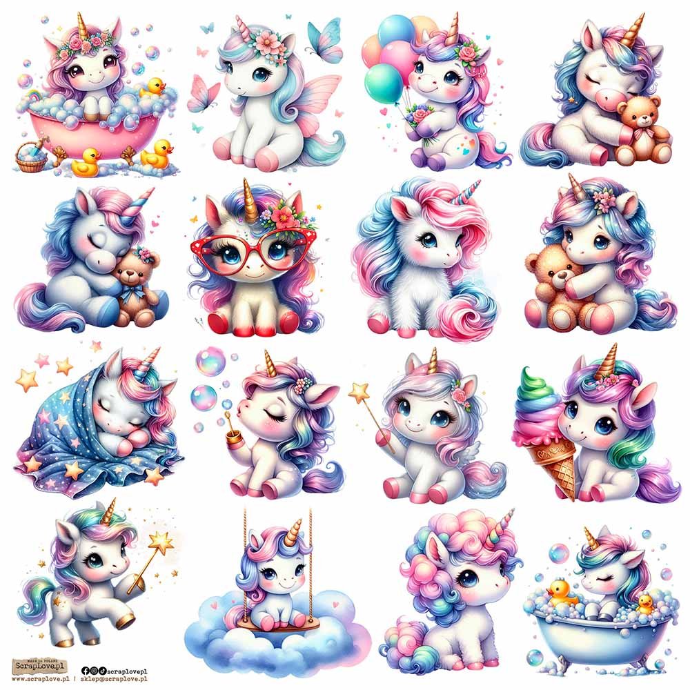 NAKLEJKI PAPIEROWE 24x24 ScrapLove - Unicorn 3