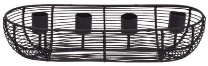 Świecznik na 4 świece stojak czarny metalowy 28x12x6,5 cm