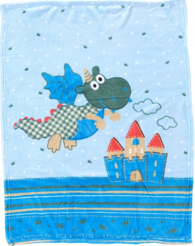 Koc Kocyk do wózka łóżeczka nosidełka Zwierzęta Smok Dinozaur pluszowy