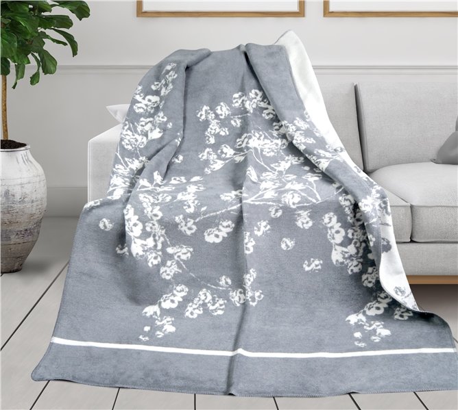 Koc bawełniany akrylowy 150x200 Kyoto popielaty Glamour Greno