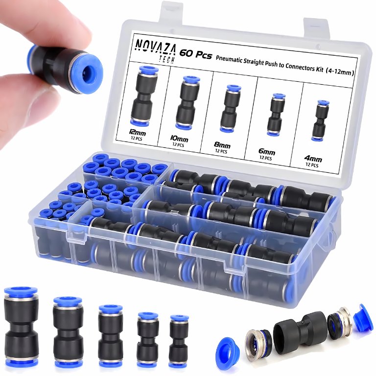 ZŁĄCZKA PNEUMATYCZNA  WTYKOWA PROSTA SZYBKOZŁĄCZKA TIR 4-12MM ZESTAW 60SZT
