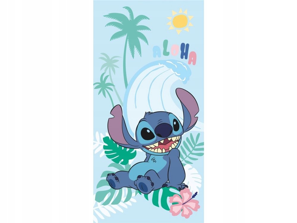 Lilo i Stitch Ręcznik plażowy kąpielowy Stich Aloha fala bawełniany 70x140