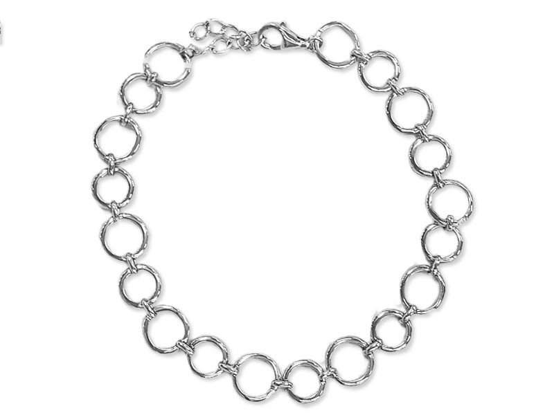 Srebrna Elegancka Bransoletka Elementowa 925 Z Ringów Eleganckie Kółeczka Na Prezent