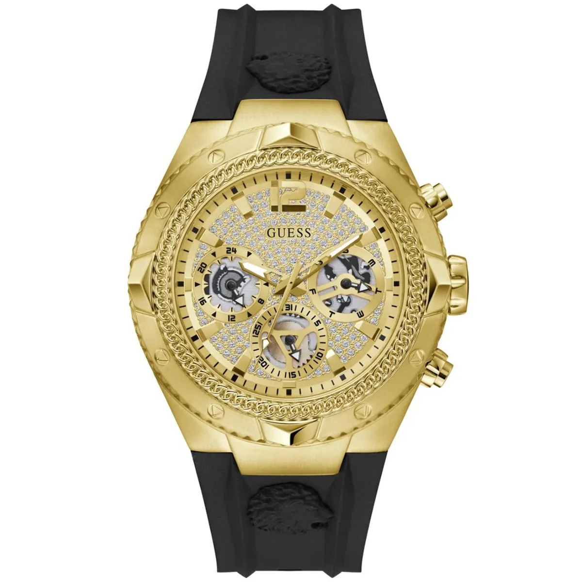 Guess Mane zegarek męski na pasku czarno-złoty GW0717G1