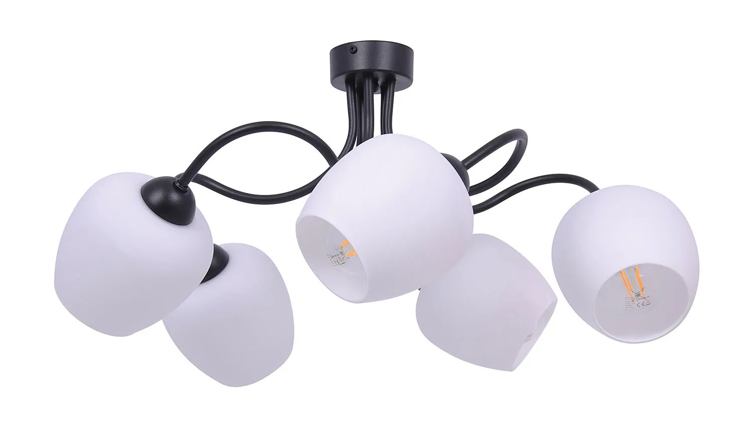 Czarno Pięcioramienny Biały Żyrandol E27 H4-T73