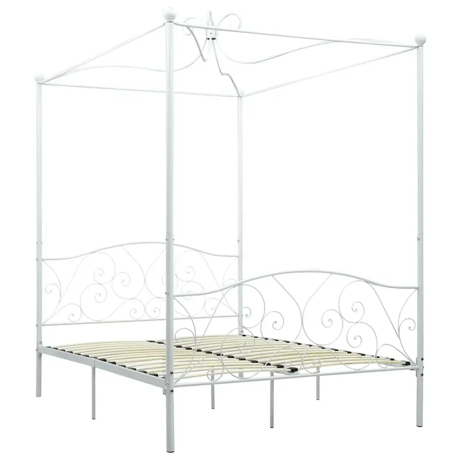 Łóżko metalowe z baldachimem w kolorze białym 180x200 cm - Ifrexi