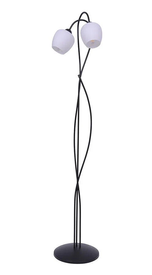 Czarno-biała lampa podłogowa z 2 kloszami - A569 T8-E84