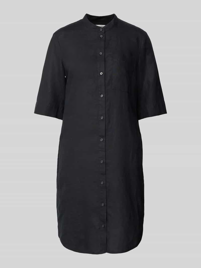 Sukienka lniana o długości do kolan z rękawem o dł. 1/2