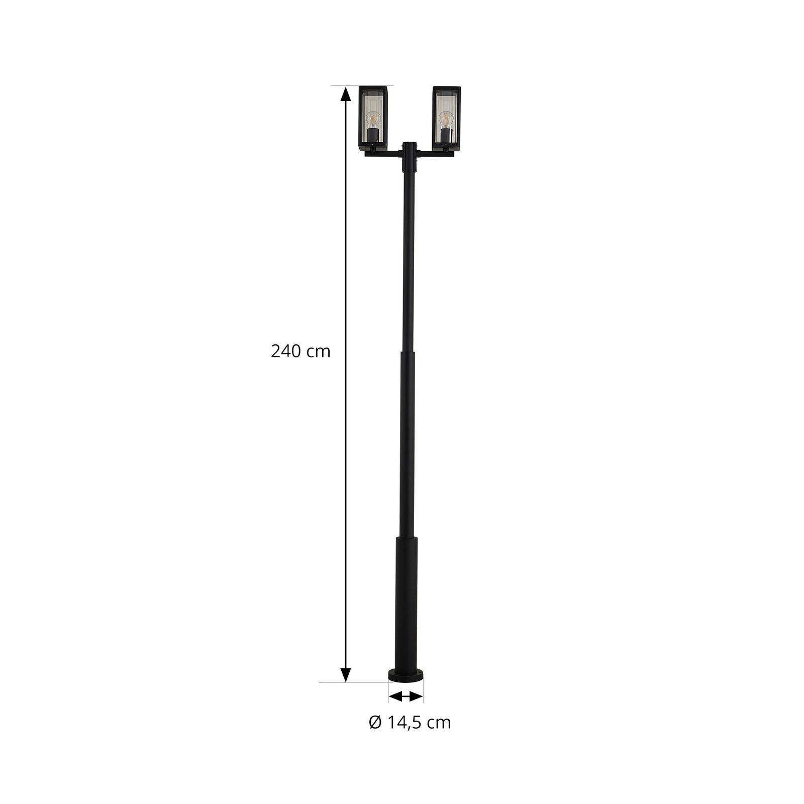 Lampa zewnętrzna Lucande Siveta, 240 cm, 2-punktowa, czarny, aluminium