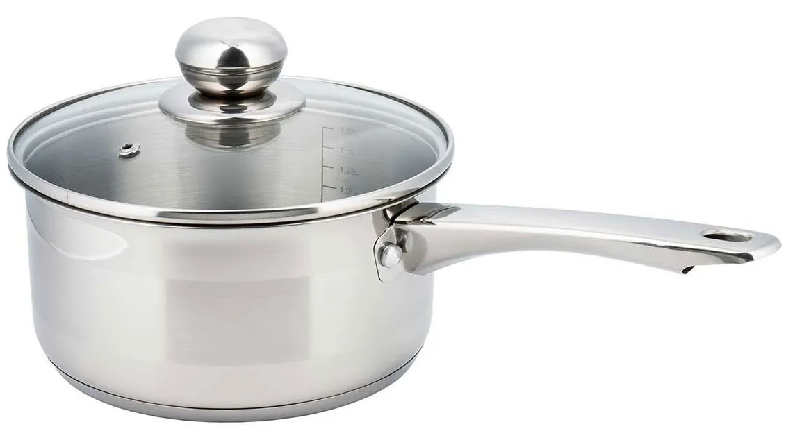 Stalowy rondelek z miarką i pokrywą 2L D7-D40