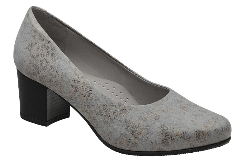 Czółenka na obcasie buty AXEL Comfort 1666 Pyton Szaro Złoty Kosela Medic 9666