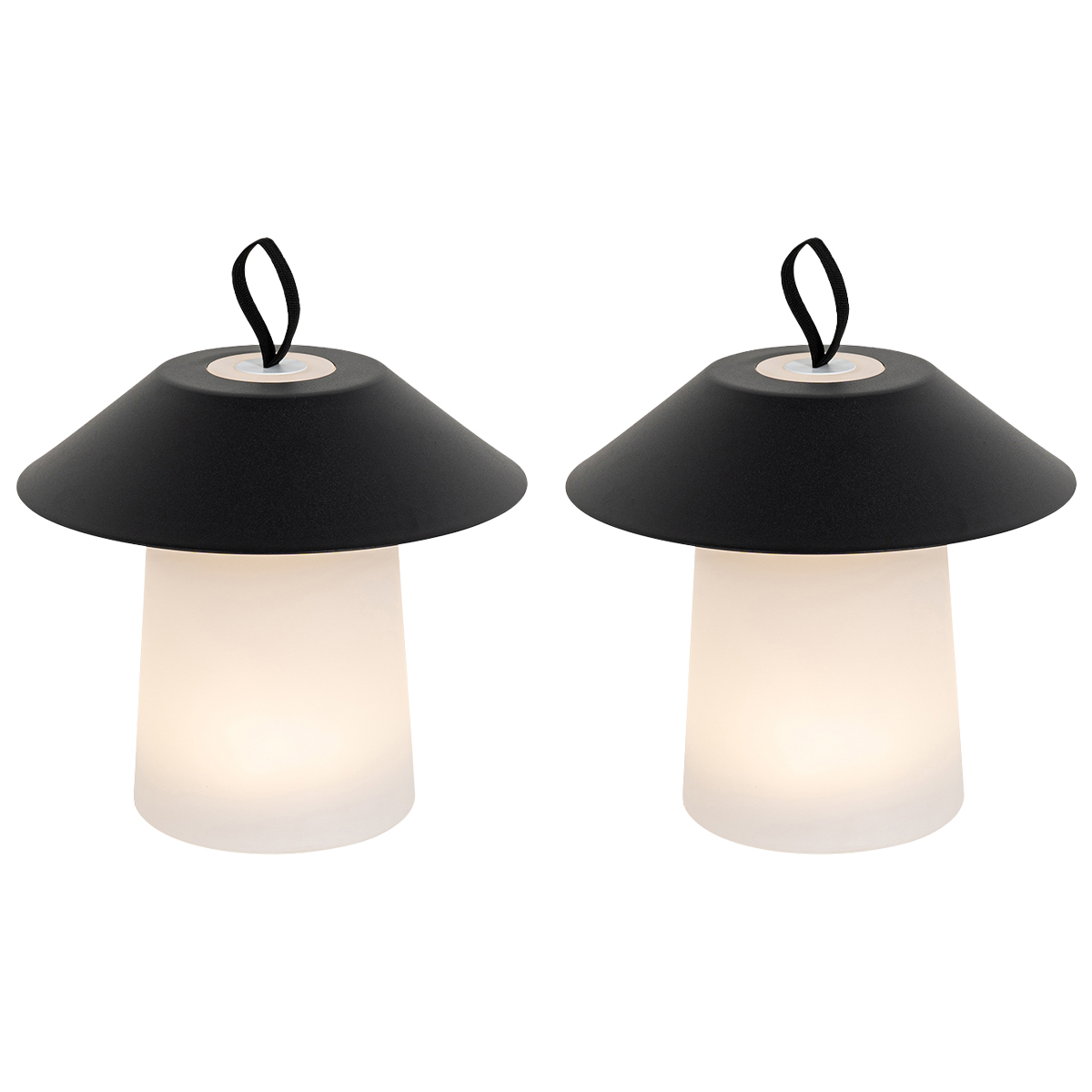 QAZQA Zestaw 2 lamp stołowych grzyb czarny w tym akumulatorowa LED - Ivan