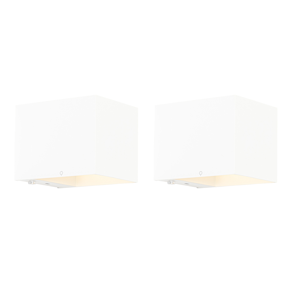 QAZQA Set van 2 wandlampen wit incl. LED en touch dimmer oplaadbaar - Joris