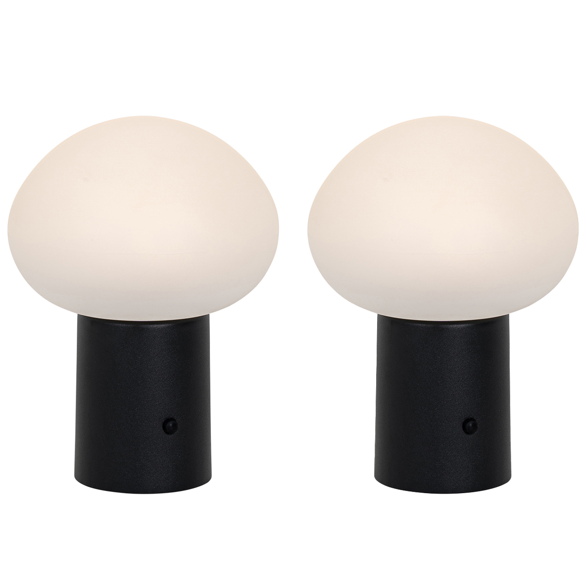 QAZQA Zestaw 2 akumulatorowych lamp stołowych LED Grzyb czarny - Louise
