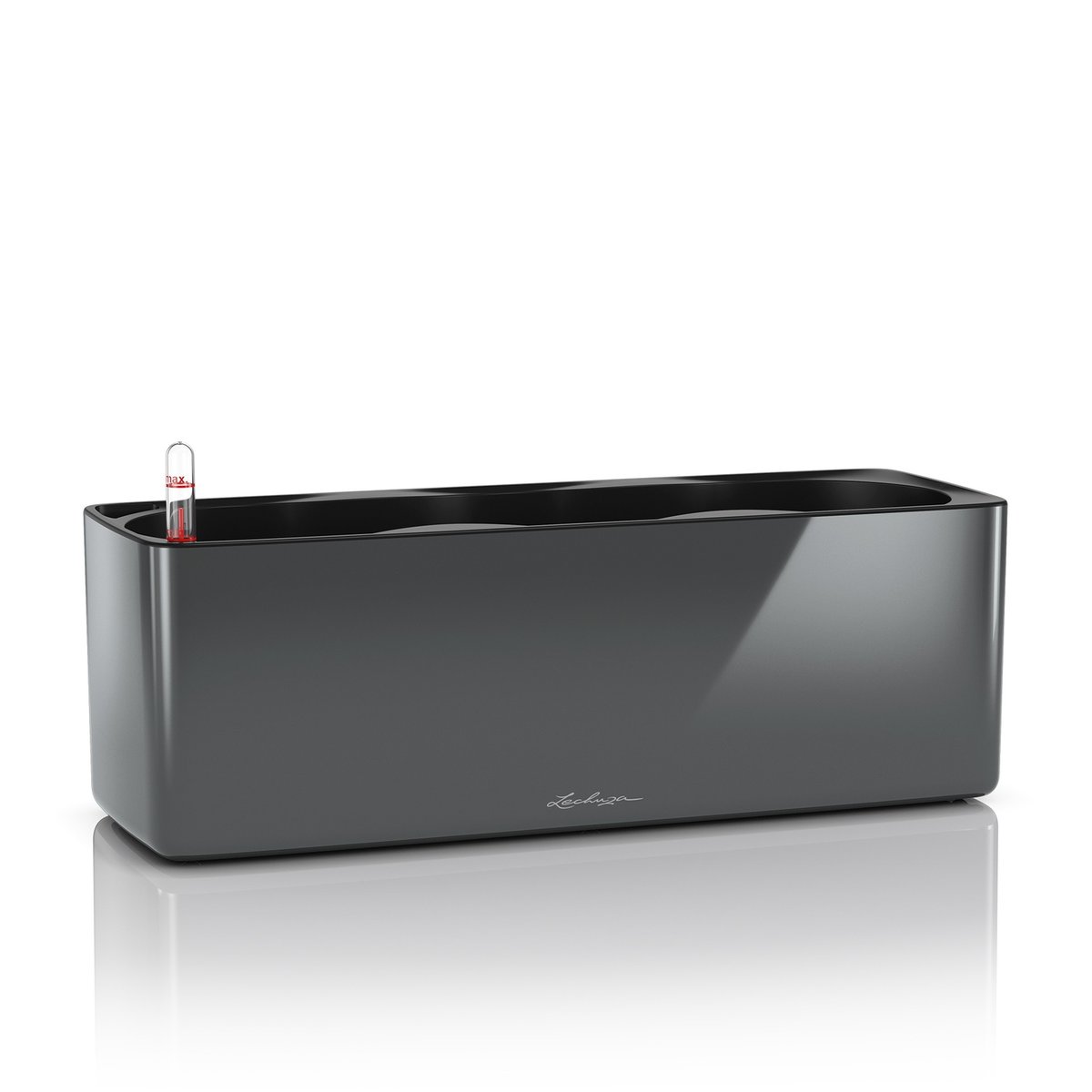 Donica LECHUZA Cube Glossy Triple, antracytowa, 14x40x13,5 cm