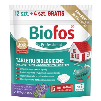 BIOFOS PROFESSIONAL Tabletki do szamb przydomowych 16 szt. BIOFOS PROFESSIONAL