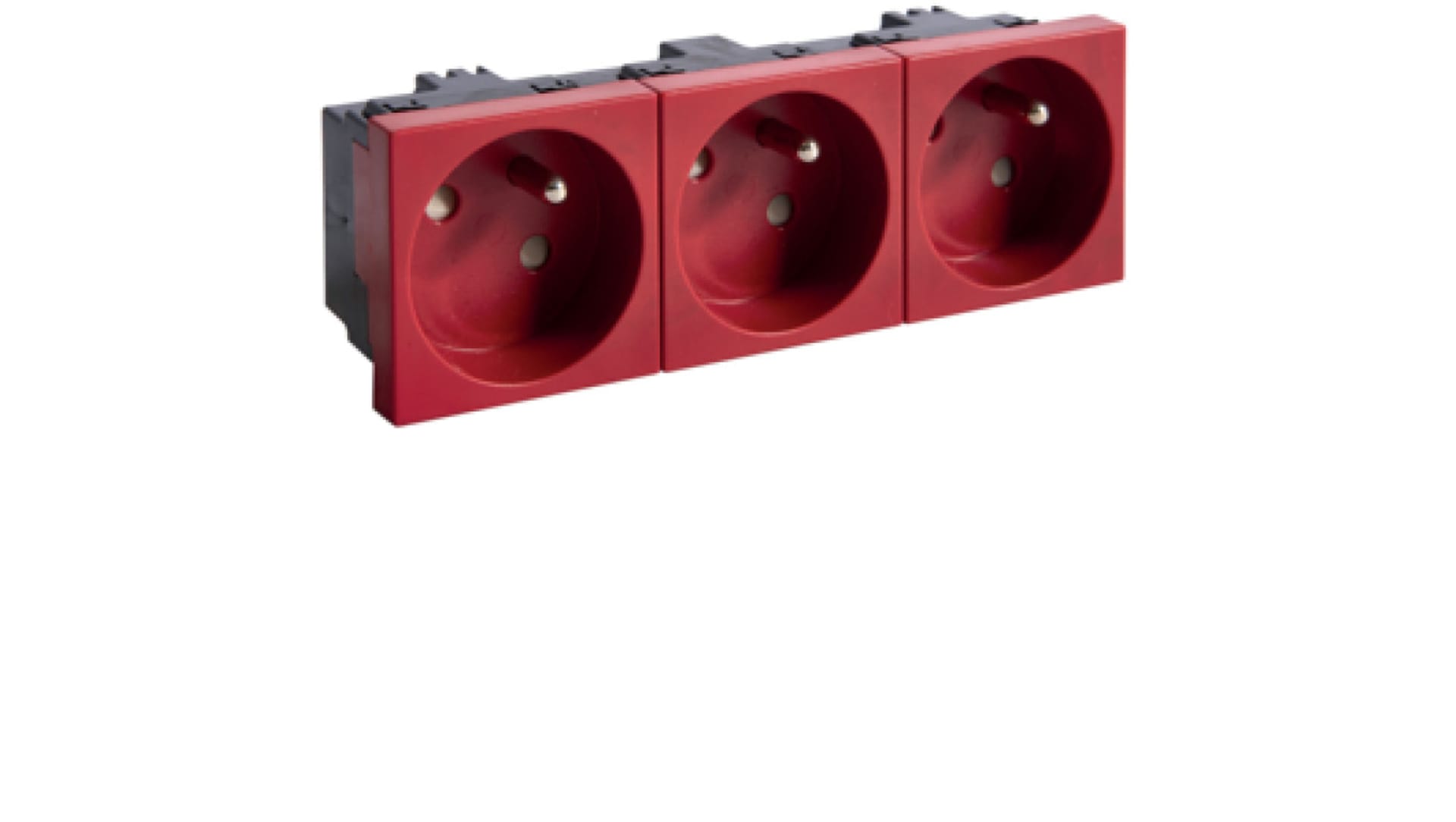 Hager polo tehalit.GB-EG Gniazdo z/u 33st potrójne 45x45mm bezhalogenowe czerwone EER3333020 EER3333020