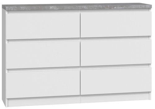 Komoda do sypialni, salonu, M6, 120x30x77 cm, biel, beton, mat
